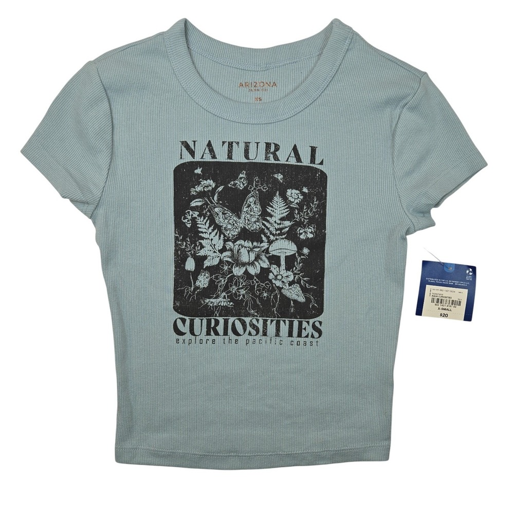 Arizona Jean Co Ribbed Graphic Cropped T-shirt XS NWT Naturecore Cottagecore